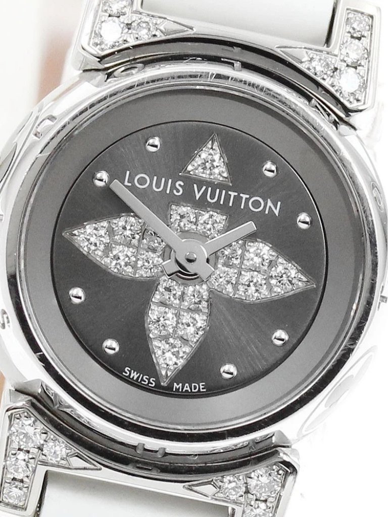 Louis Vuitton Tambour Bijou Q151k Diamond Gray Dial Quartz Ladies Watch955576
